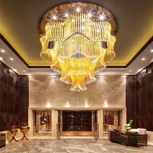 China Polygon Glass Hotel Lobby Chandelier wholesale