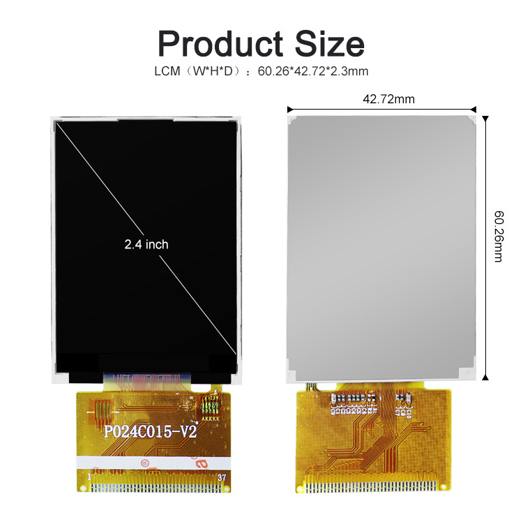 Polcd 300 Nits Tft Screen 65K 2.4 Inch Tft Lcd Ili9341V 16 Bit