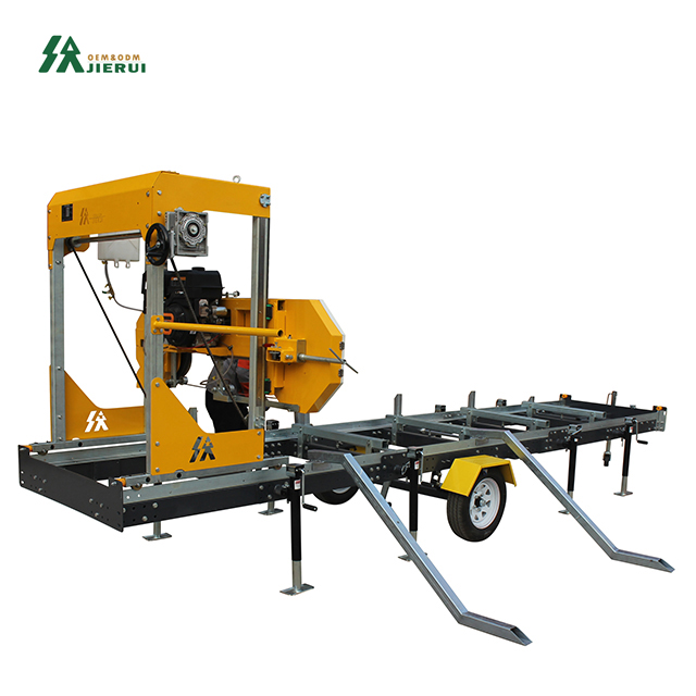 CE Marked Farm Style Fully Auto Hydraulic Horizontal Gasoline Petrol Band Saw Sawmill