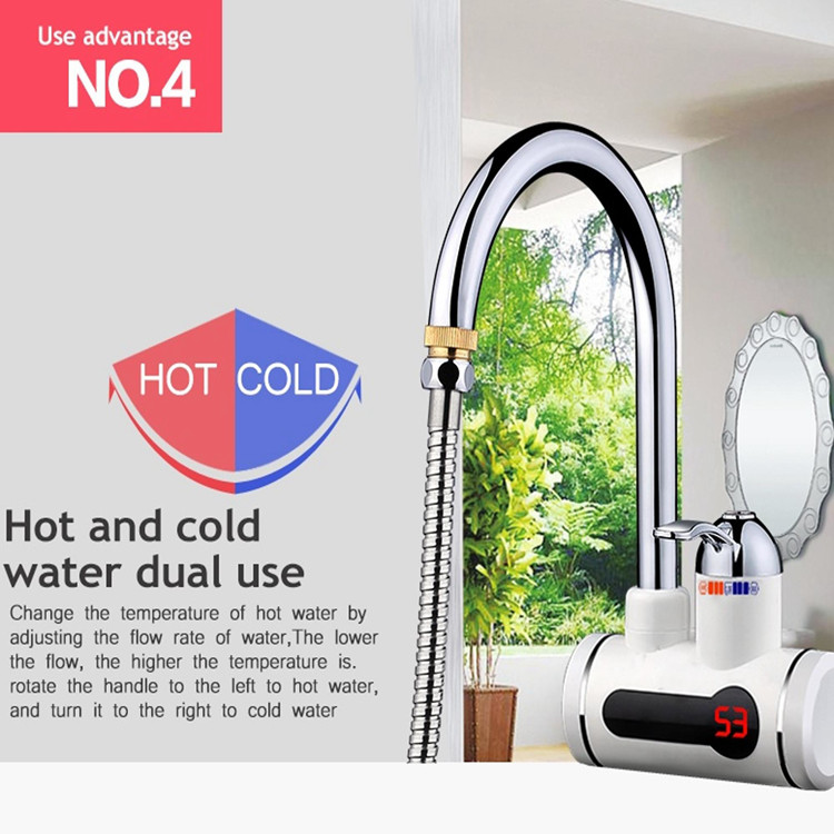 Wall Mounted Dual Use Electric Instant Water Heating Tap 0.04-0.5MPA Lower Inlet