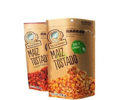 Resealable Custom Printing Made Stand Up Kraft Paper Bags With k For Coffee Packaging