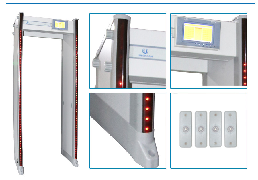 7" LCD Monitor 33 Zones 15W Door Frame Metal Detector