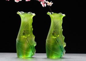 China Gradual Green Colored Home Decorations Crafts Glaze Vase Family Hall Usage wholesale