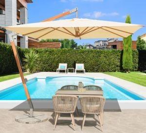 China Seven Roman Cantilever Umbrella No Backing Hanging Patio Umbrella wholesale