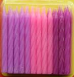 Pure Color Spiral Birthday Candles , Odorless Screw Decorative Birthday Cake