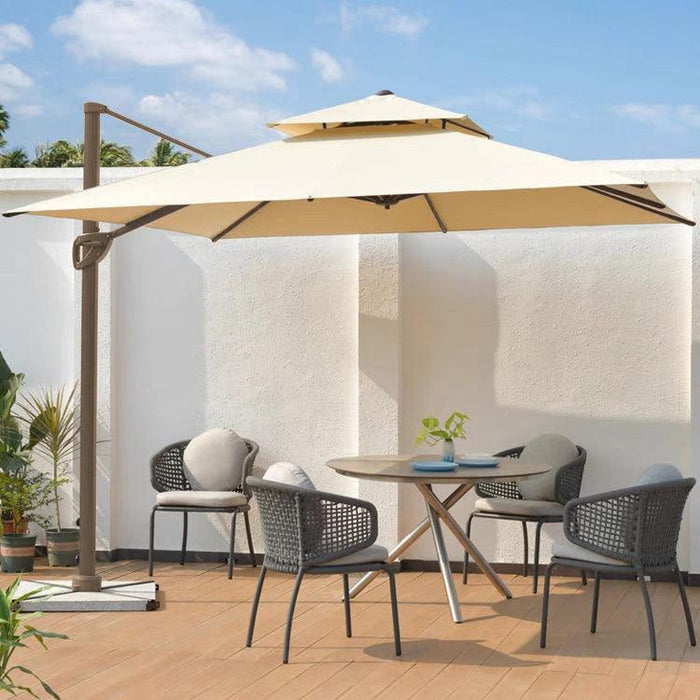 Double Top Patio Umbrella Garden Parasol Waterproof Canopy AJUNION W300xD300xH260cm