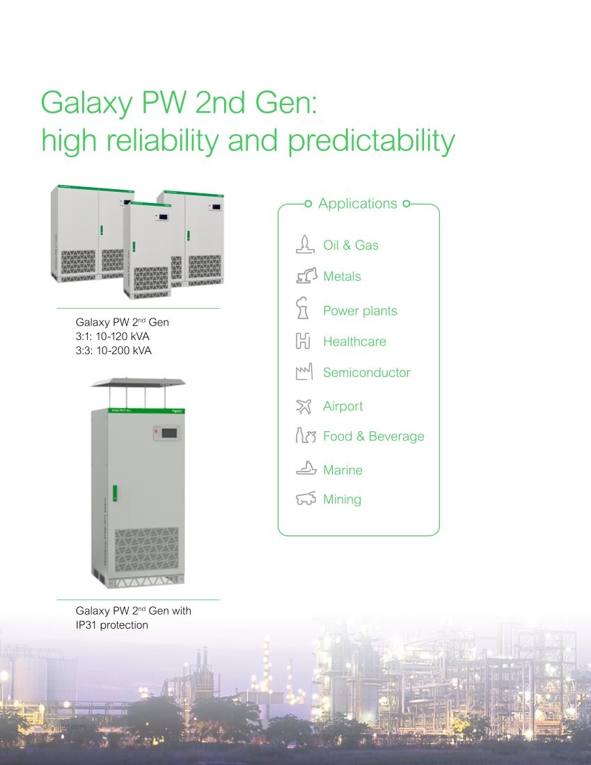 3 Phase Galaxy PW UPS 2nd Gen 20kVA 220VAC - 384VDC For Industrial Applications