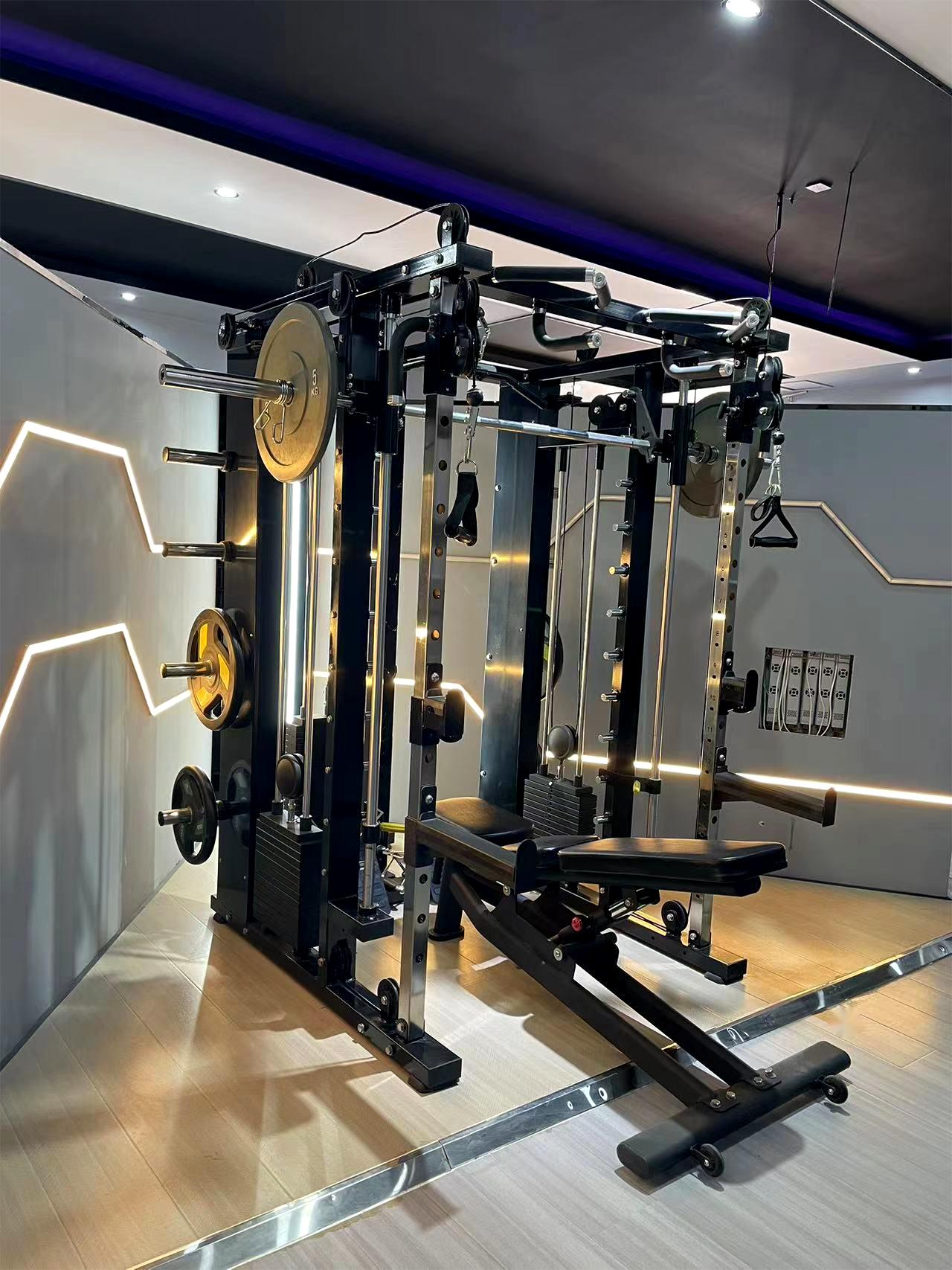 Commercial Indoor All in One Fitness Equipment Power Rack Smith Machine Multi Functional
