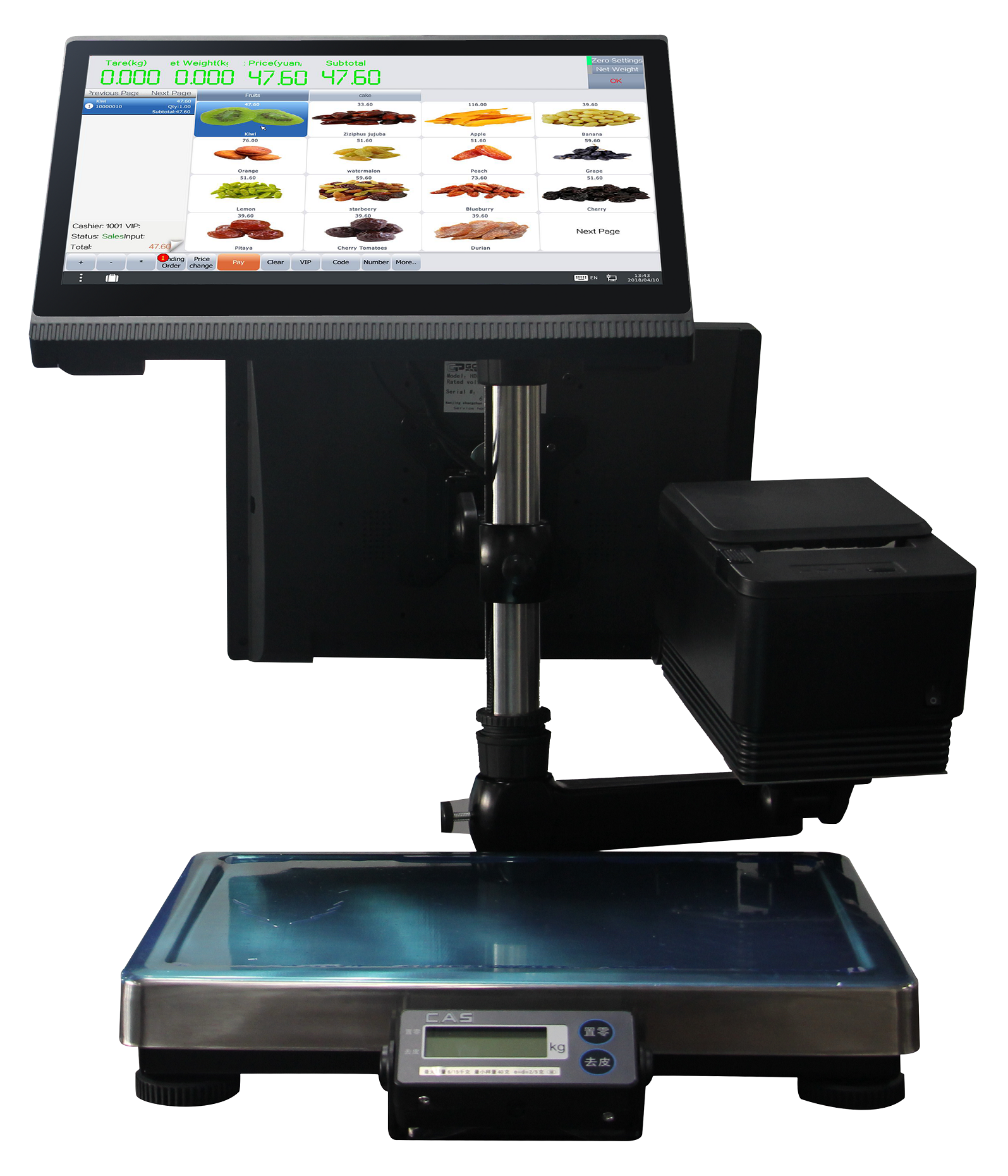 ASCI Keyboard Optional and 80mm Thermal Receipt Printer for HDD-780 POS Cash Register
