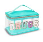 Chenille embroidery alphabet makeup bag Transparent waterproof PVC portable
