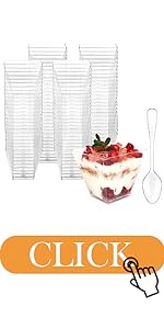 Square mini dessert cups with spoons