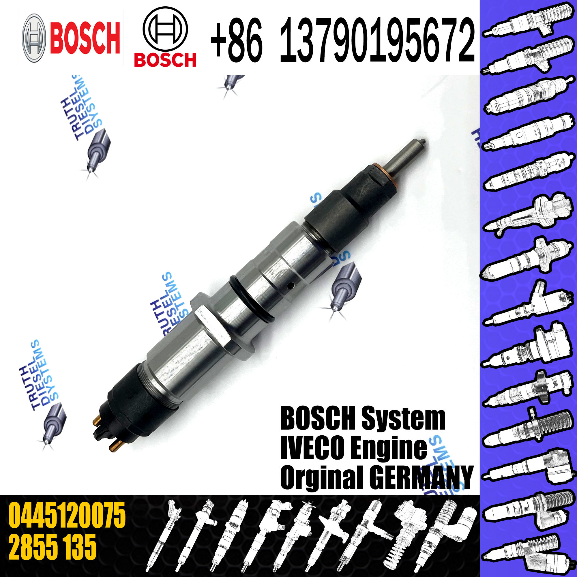 High Quality Diesel Fuel Injector 2855135 504128307 0445120075 For IVECO/CASE IH/NEW HOLLAND