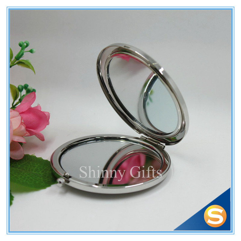 Shinny Gifts Customized Flower Design Round Shape Portable Pocket Mirror
