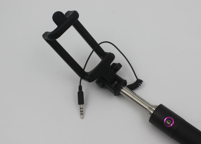 Black Aluminum Cable Take Pole Selfie Stick For Smart Phone Camera Tripod