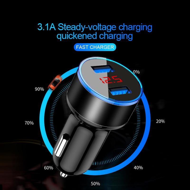 3.1A Dual USB Cell Phone Charger Adapter LED Digital Display For Samsung