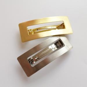China Golden Silver Metal Spring Hair Clips Women Girls Fashion Square Bobby Pin 8x3cm wholesale