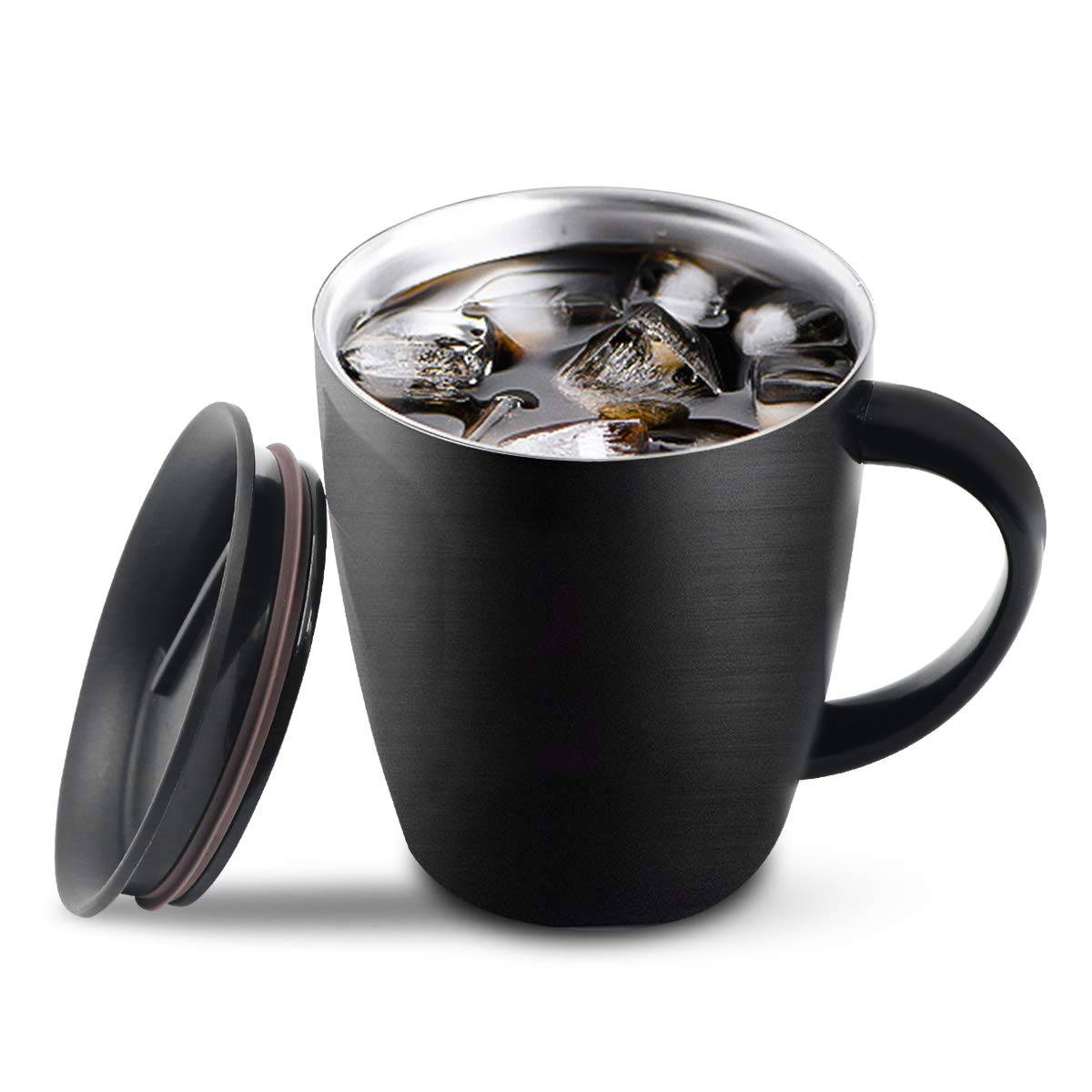 Matte Black Stainless Steel Coffee Mugs With Handles Custom Logo