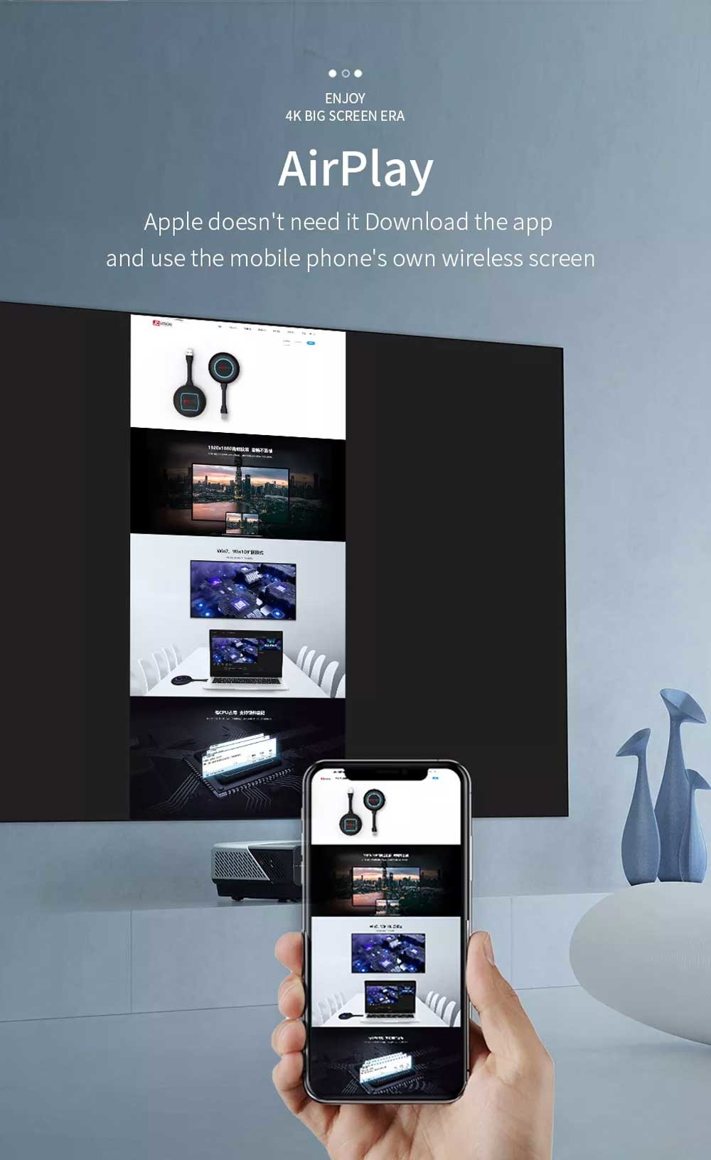 Bluetooth Hdmi Wireless Display Dongle Multiple Connection 6mm Pixels ODM