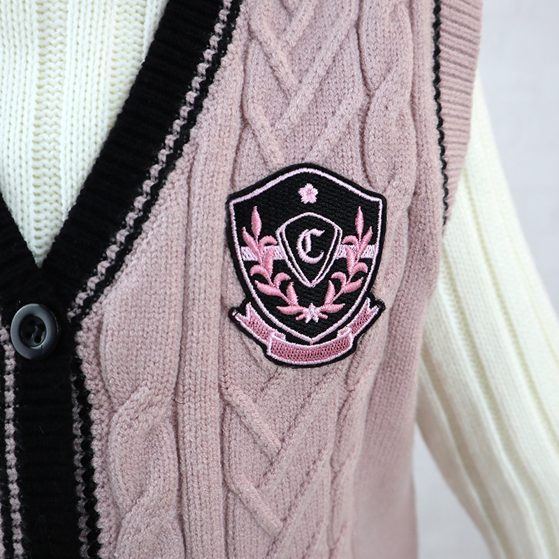 OEM Customized Kids Autumn Winter Children Patch Buttons V-neck Knitted Cardigan Sweater Boys Girls Vest