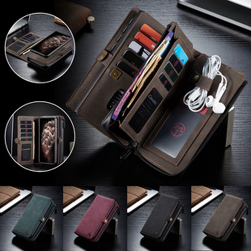 Genuine Leather Magnetic Wallet Flip Lanyard Strap Phone Case for Samsung Daily Used