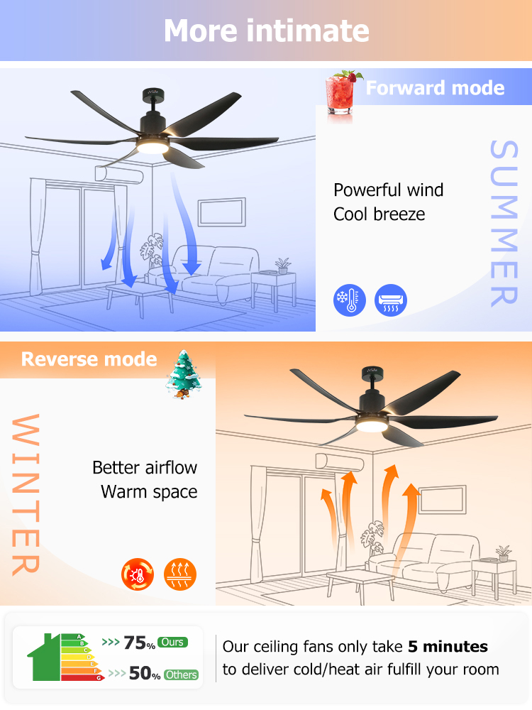 66 Inches Black Ceiling Fan Office Smart Design with LED Light and 10- from 1stshine