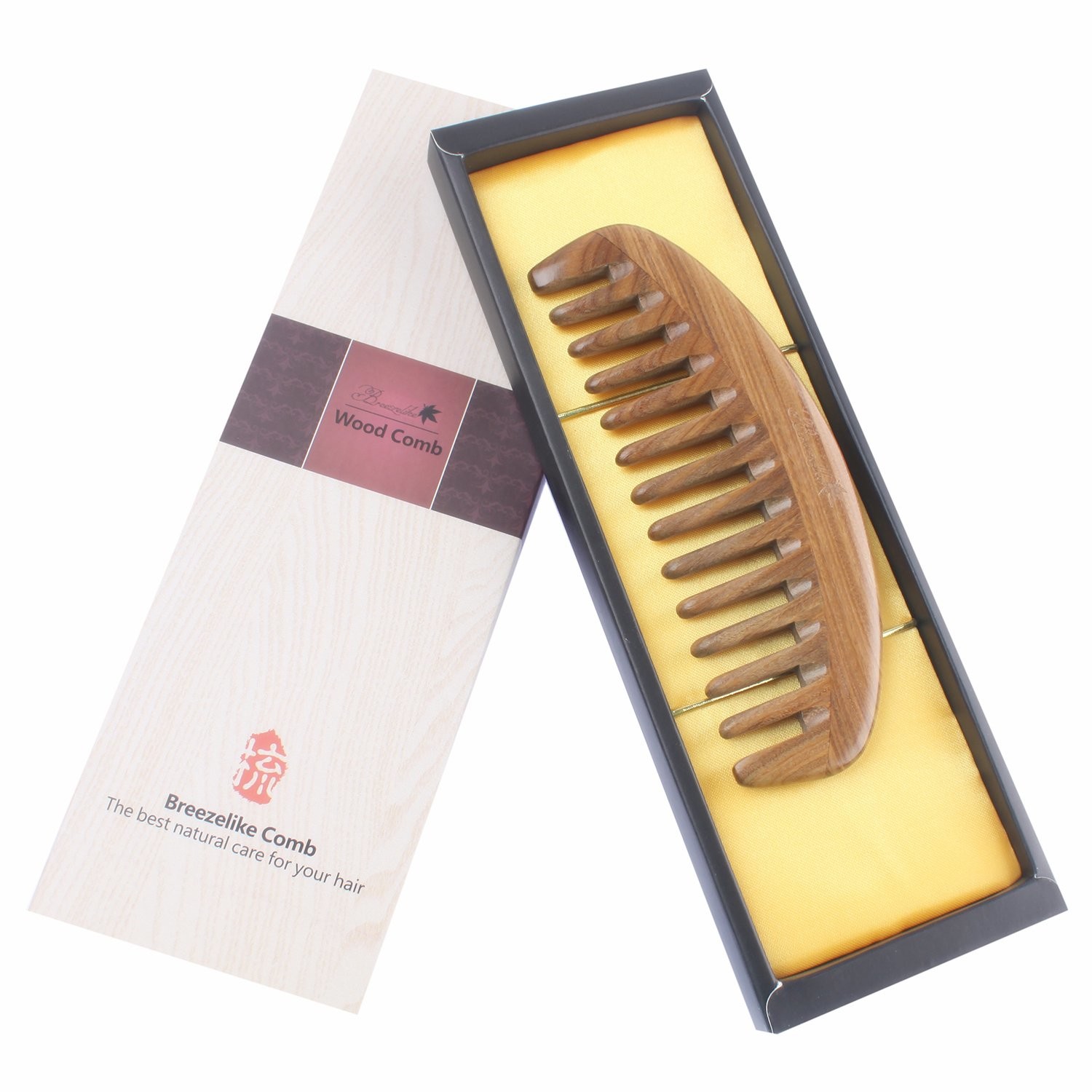 Natural Handmade Wooden Comb Anti Static Green Sandalwood Comb
