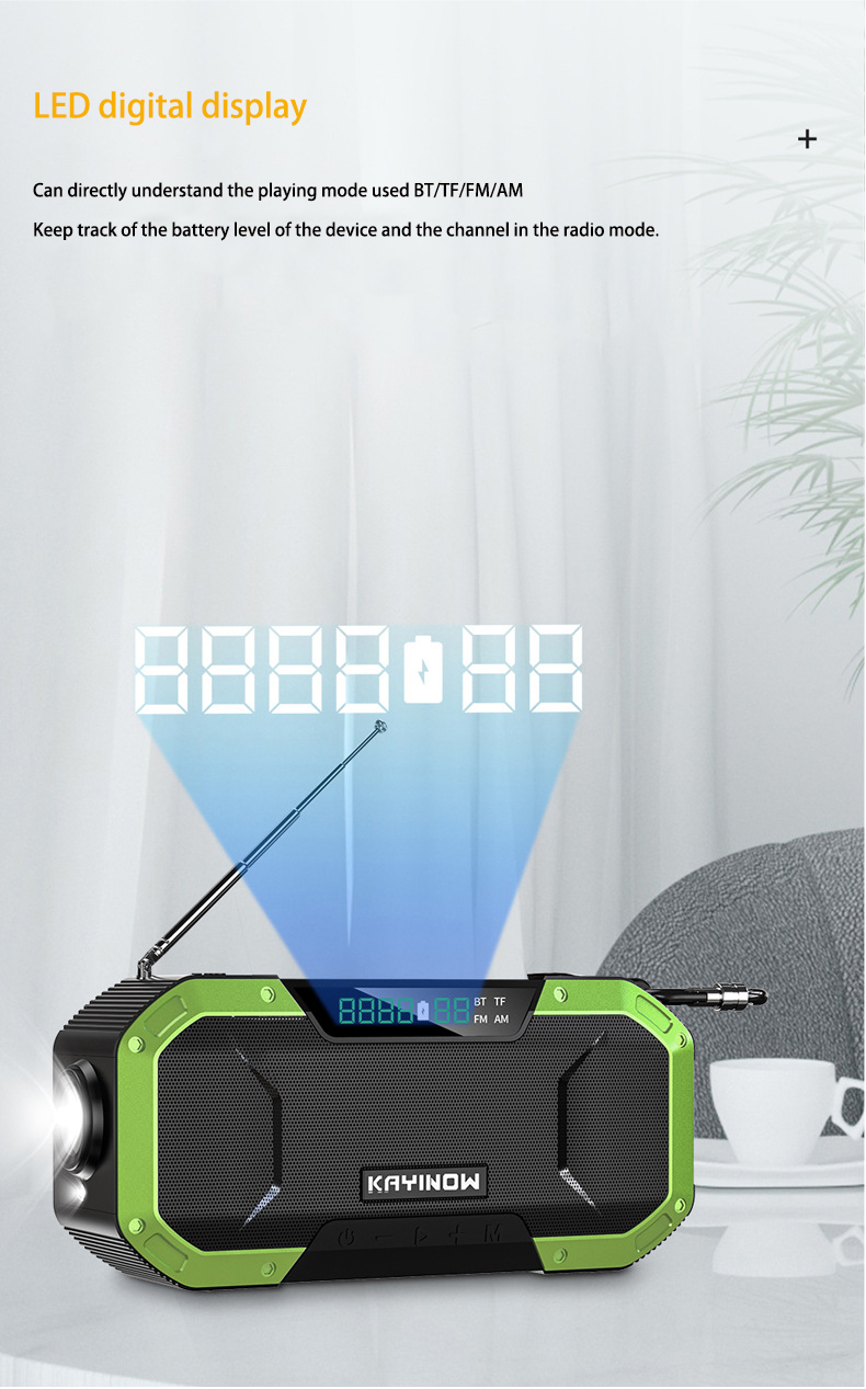 AM FM Solar Waterproof Emergency Radio Portable Hand Crank 5000mAh