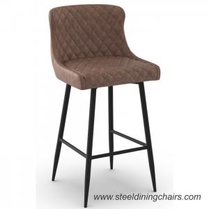China Brown Upholstered 105cm Synthetic Leather Counter Height Bar Stools With Backs wholesale