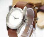 Hand Made Stainless Steel Watch With Leather Band A Whole Straps Through