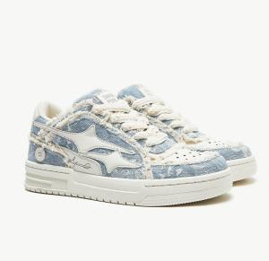 China Custom Women Leather Sneaker Round Toe Canvas Denim Sneakers wholesale