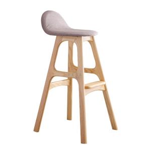 China Ash Wood Fabric Modern High Wooden Bar Chair wholesale