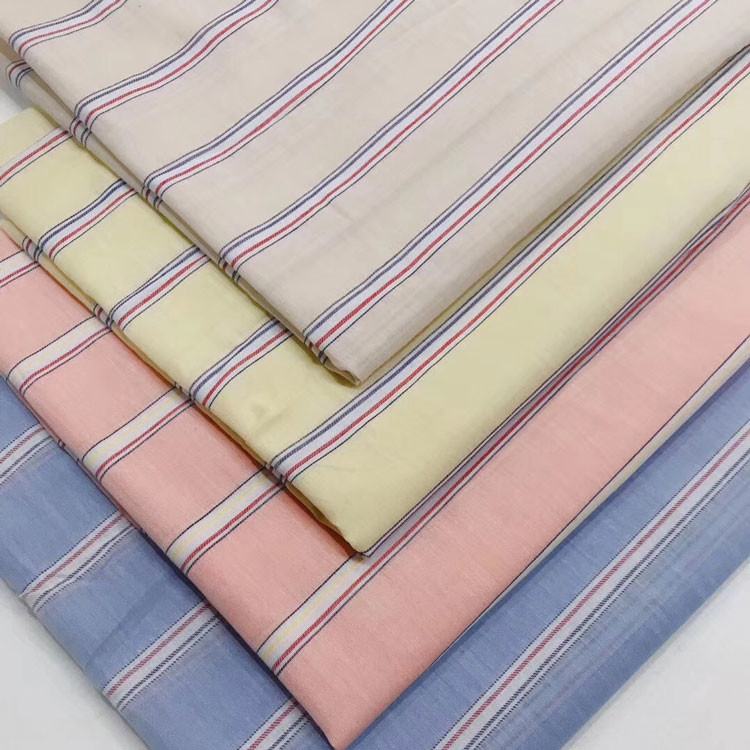Shrink Resistant Stripe Yarn Dyed Cotton Men Shirt Fabric Breathable