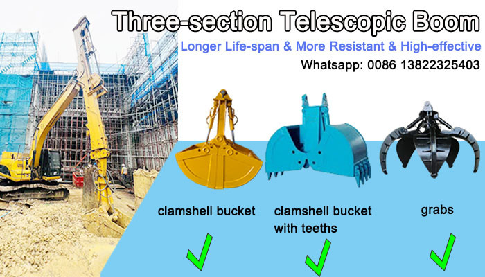 Telescopic Excavator Telescopic 25m 30m 32m With Clamshell Bucket for Excavator