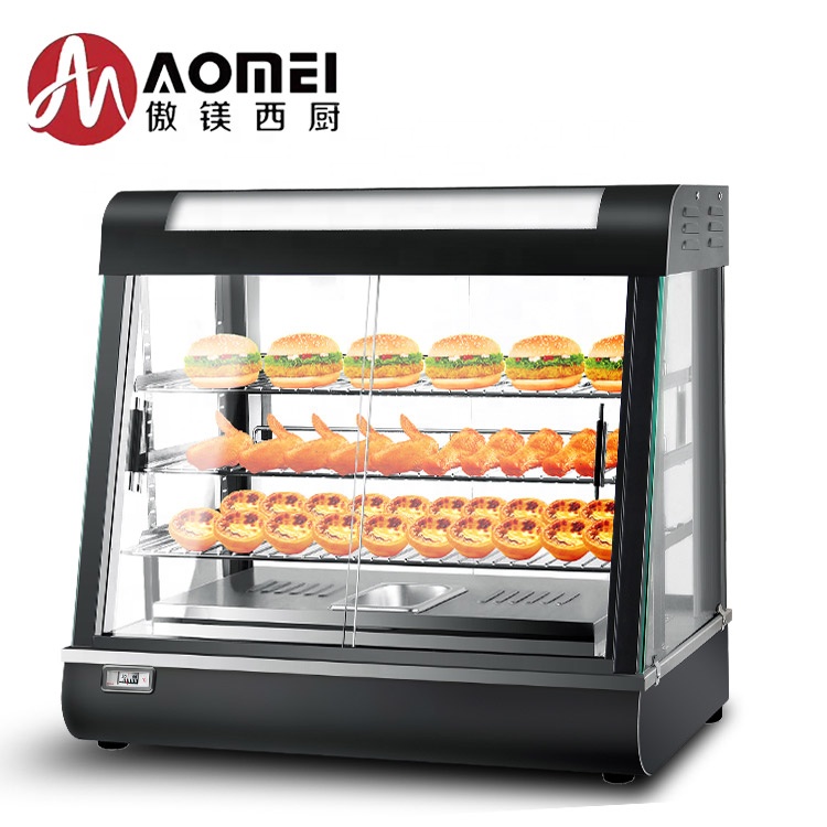 Commercial Restaurant Food Display Warmer Showcase in Black 51kg Weight
