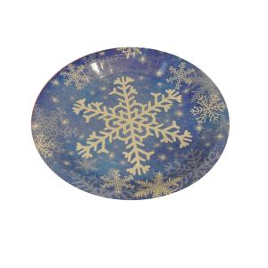China Snowflake Swirls Gold Foil Paper Plate , 9'' Compostable Paper Plates wholesale