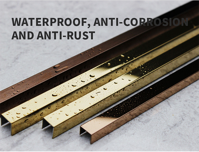 Decor Tile Strip Grade 304 PVC Film Stainless Steel Wall Edge Tile Trim