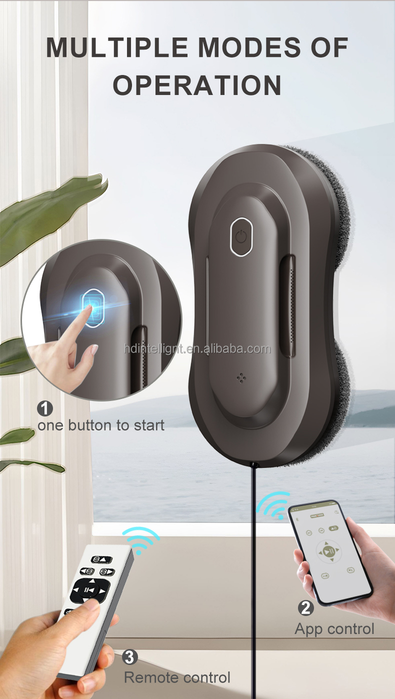 Portable Indoor and Outdoor Electric Window Cleaning Robot with Dual Nozzle Water Spray