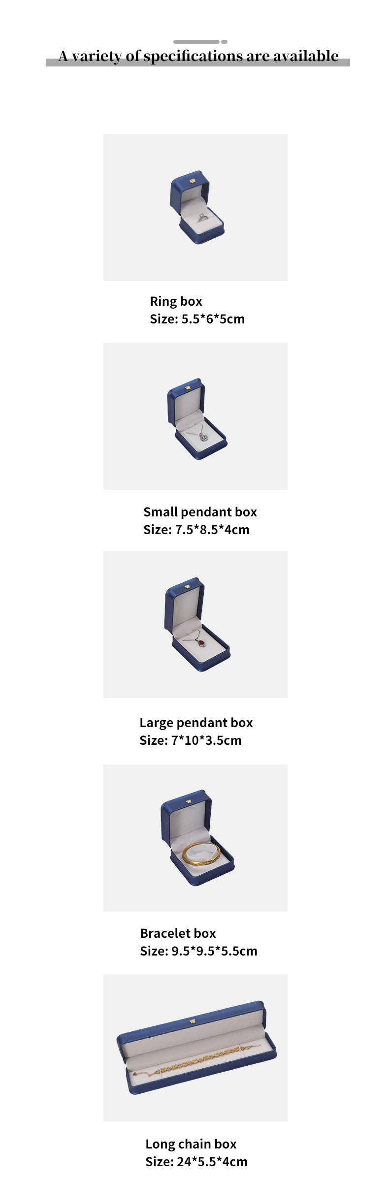 Newest Jewelry Package Blue Leather Crown Jewelry Box for Bracelet Pendant Necklace Ring