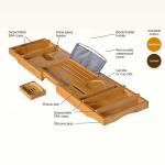 CE Certificate Bamboo Bathroom Caddy Tray For Bathtub