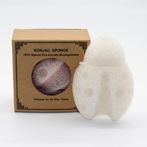 China White Konnyaku Ladybug Bath Sponge Alkaline Konjac Facial Sponge For Cleansing wholesale