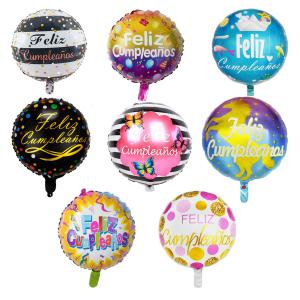 China Spanish Happy Birthday Round Hexagonal Aluminum Film Balloons 18 Inch wholesale