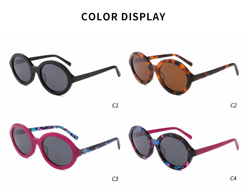 Circle UV Rays Protection Glasses CE Acetate Unisex Shades UVA UVB Blocking