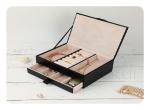 SGS Leather Ring Jewelry Packaging Boxes Drawe Black Color 19.1*14.2*7.3cm