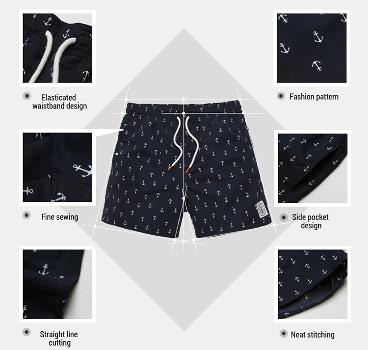 Summer Boys Beach Shorts Customized Color Full Dye Sublimation Machine Washable