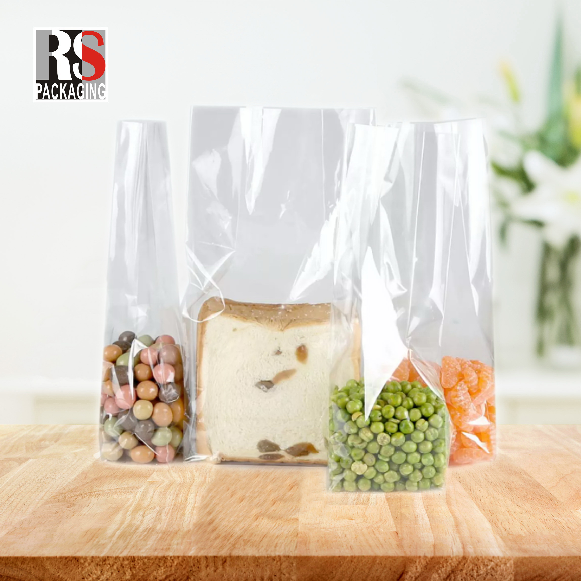 12x8x25cm Plastic Square Bottom Food Bag For Popcorn In Clear Or Customized Colors