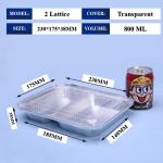 800ML Aluminum Foil Lunch Box 230mm*175mm*38mm Wholesales Container Tray Square