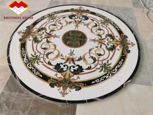 China Villa Entrance Green Jade Onyx Flower Waterjet Marble Tiles wholesale