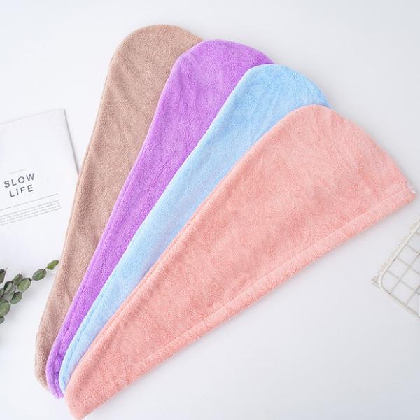 Women Coral Fleece Dry Hair Hat Quick-Dry Absorbent Shower Hat with Thickened Towel