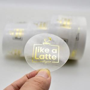 China Printing Roll Transparent Clear Labels Gold Foil Sticker Custom Logo wholesale
