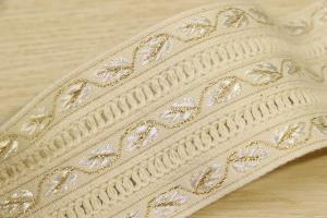China Symmetrical Picot Woven Tapes 53mm Width Flat Ladder Metallic Jacquard wholesale